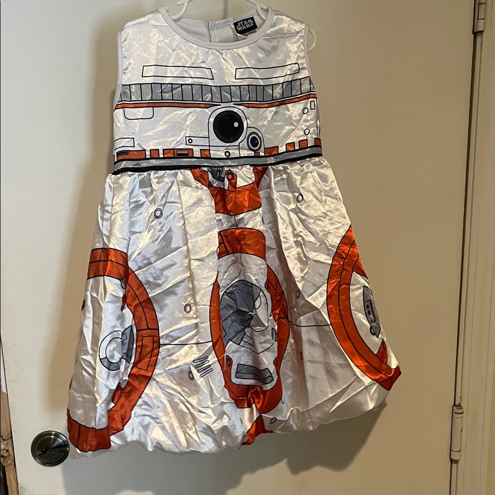 Star Wars BB-8 Droid Pattern Dress in Orange and White